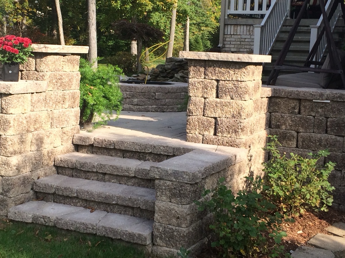Retaining walls and stone steps